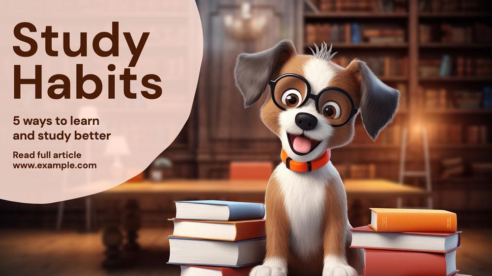 Study habits blog banner template, editable text