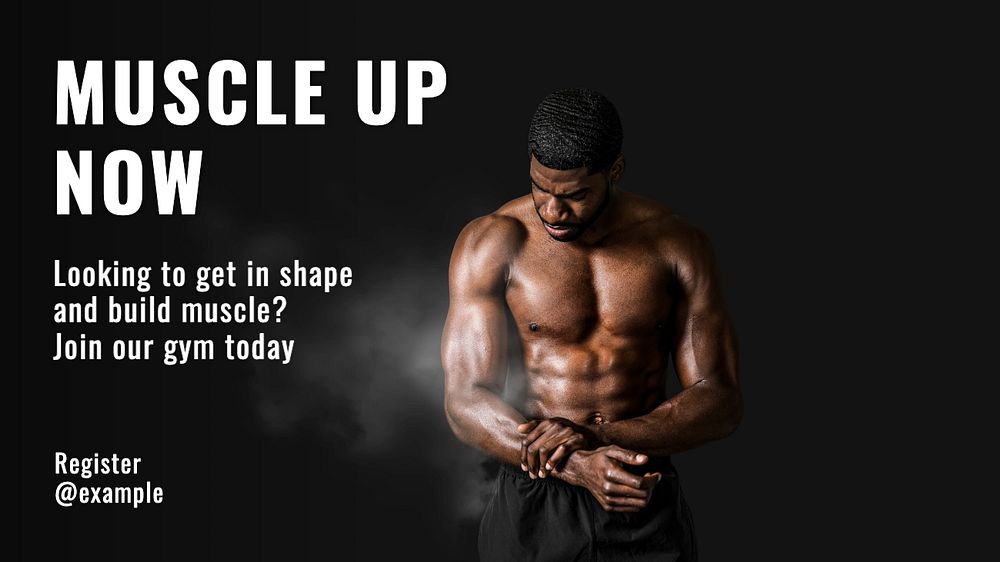 Muscle up blog banner template, editable text