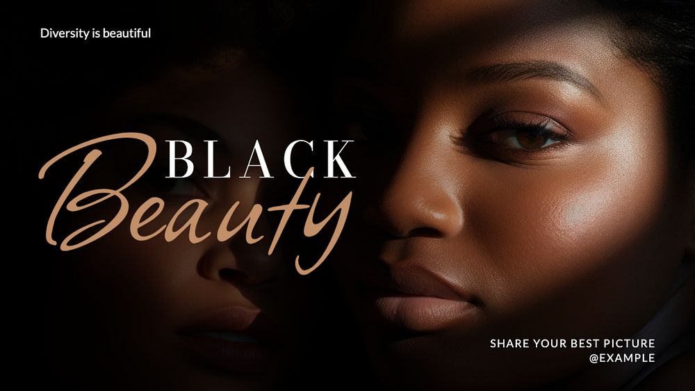 Black beauty blog banner template, editable text