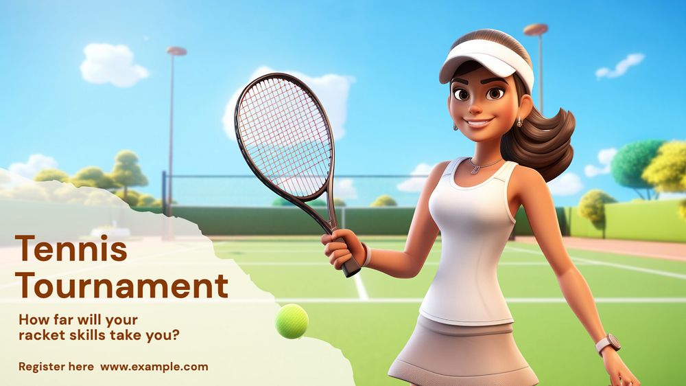 Tennis tournament blog banner template, editable text