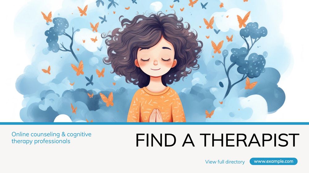 Find a therapist blog banner template, editable text