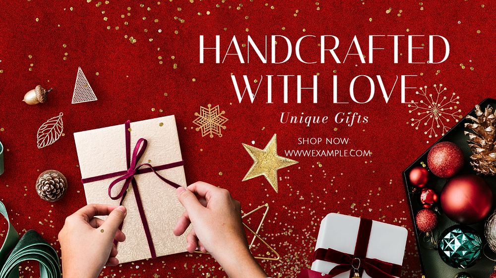 Handcrafted with love blog banner template, editable text
