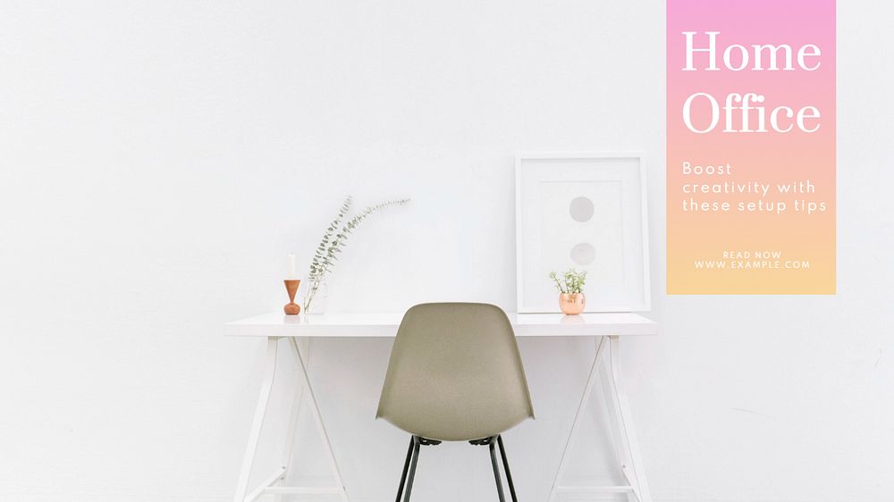 Home office blog banner template, editable text