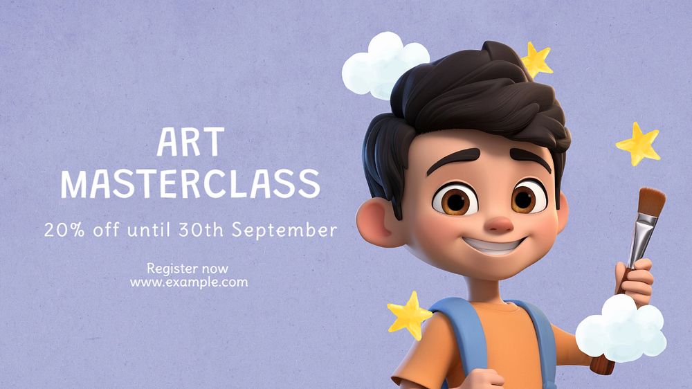 Art mastercalss blog banner template, editable design