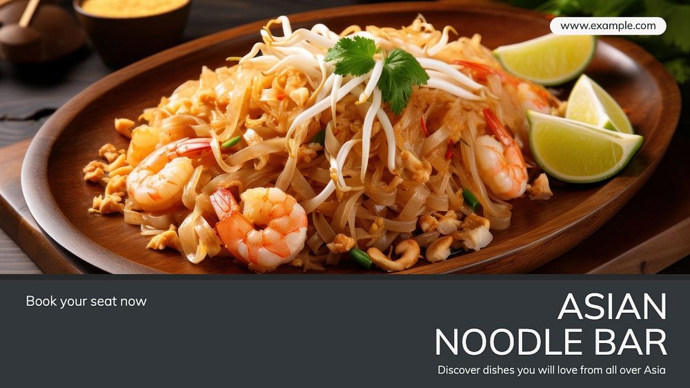 Asian noodle bar blog banner template, editable text