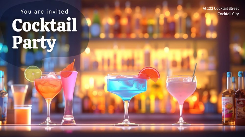 Cocktail party blog banner template, editable text
