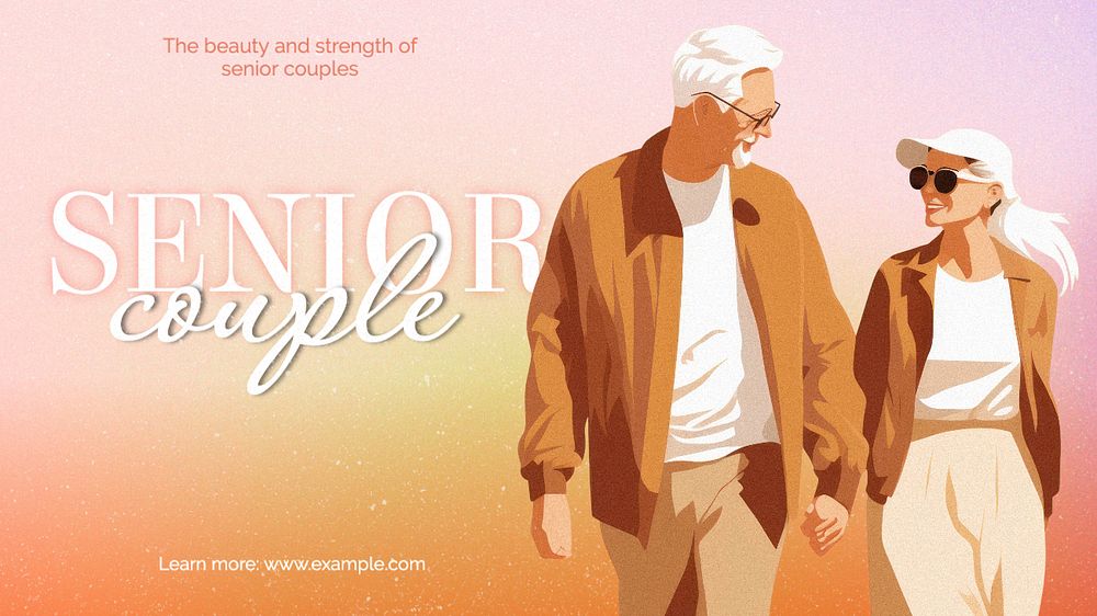 Senior couple blog banner template, editable text