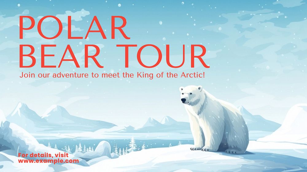 Polar bear tour blog banner template, editable text