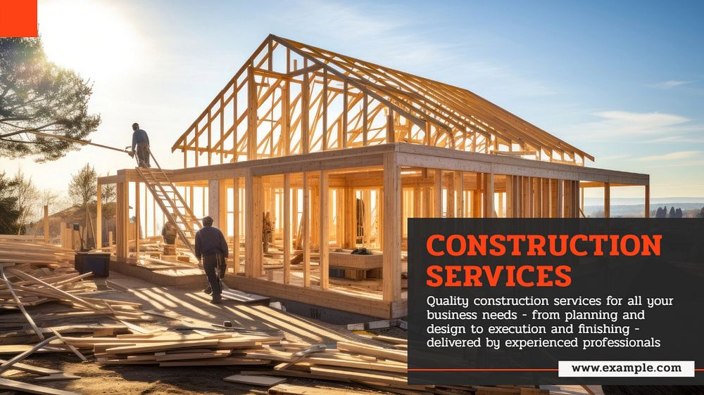 Construction services blog banner template, editable text