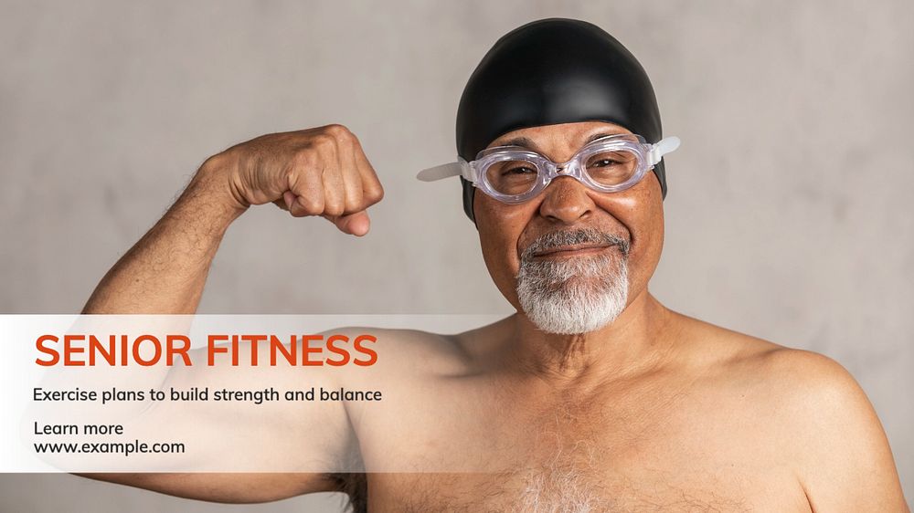 Senior fitness blog banner template, editable text