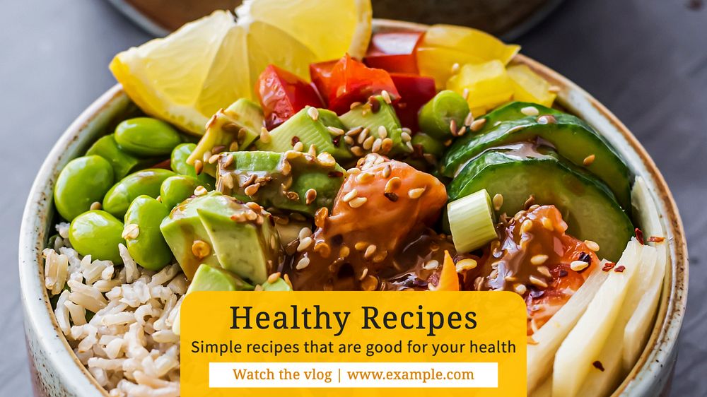 Healthy recipes blog banner template, editable text