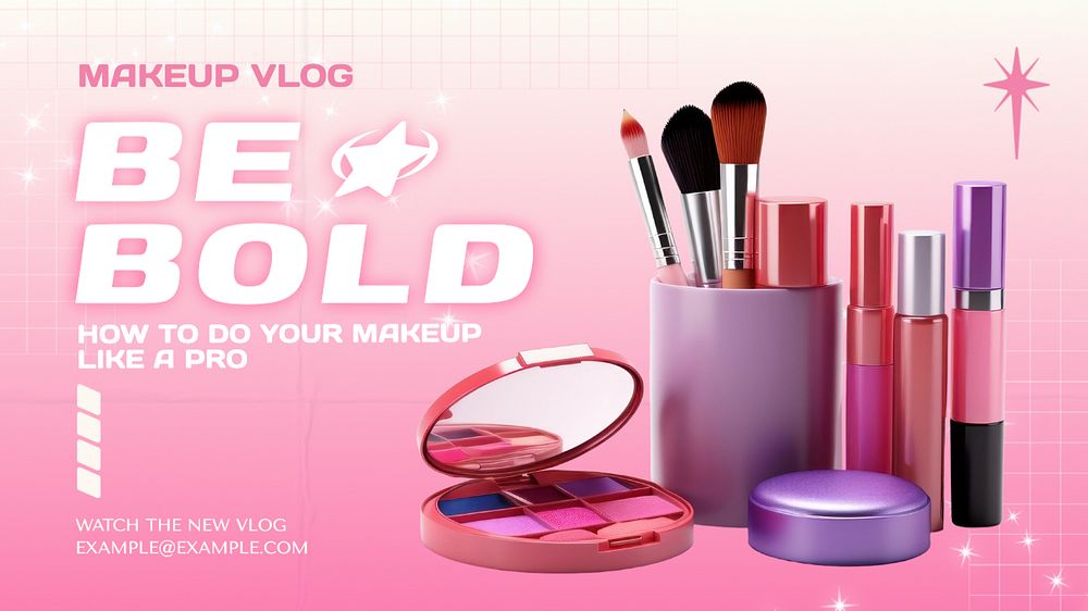 Makeup artist hiring blog banner template, editable text