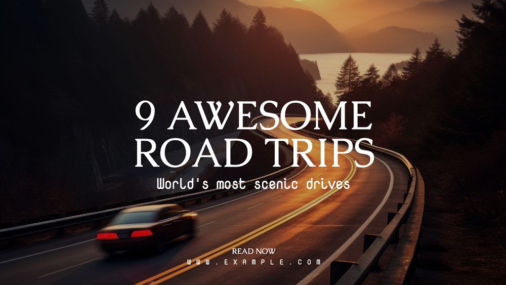 Awesome road trip blog banner template, editable design