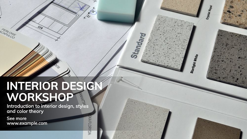 Interior design workshop blog banner template, editable text