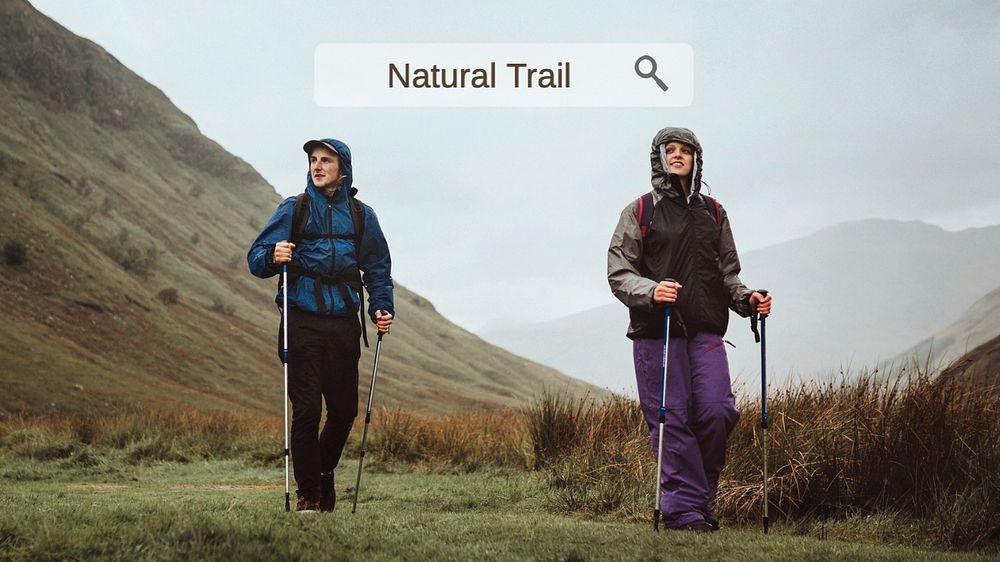 Natural trail blog banner template, editable text