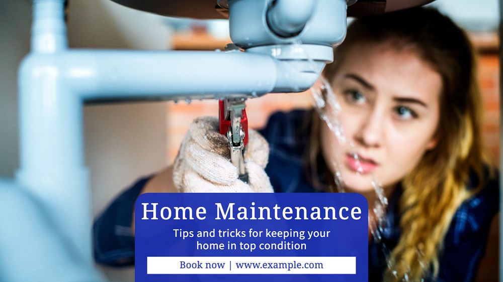 Home maintenance blog banner template, editable text