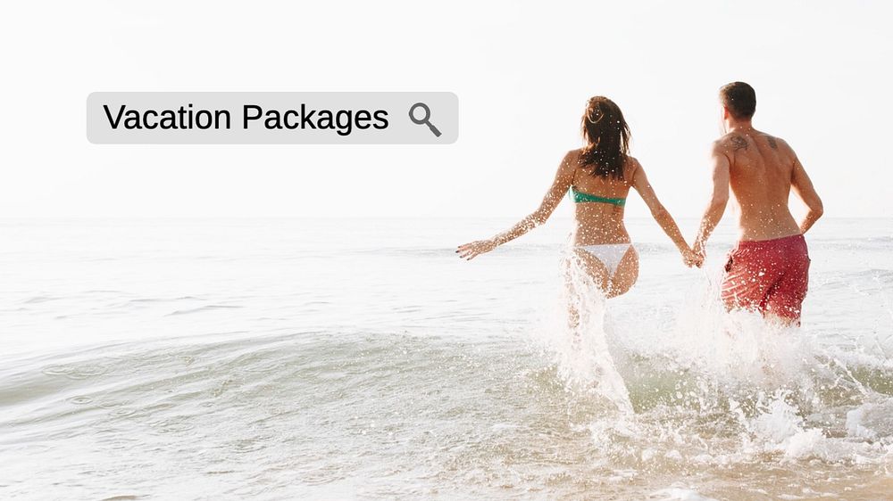 Vacation packages blog banner template, editable text