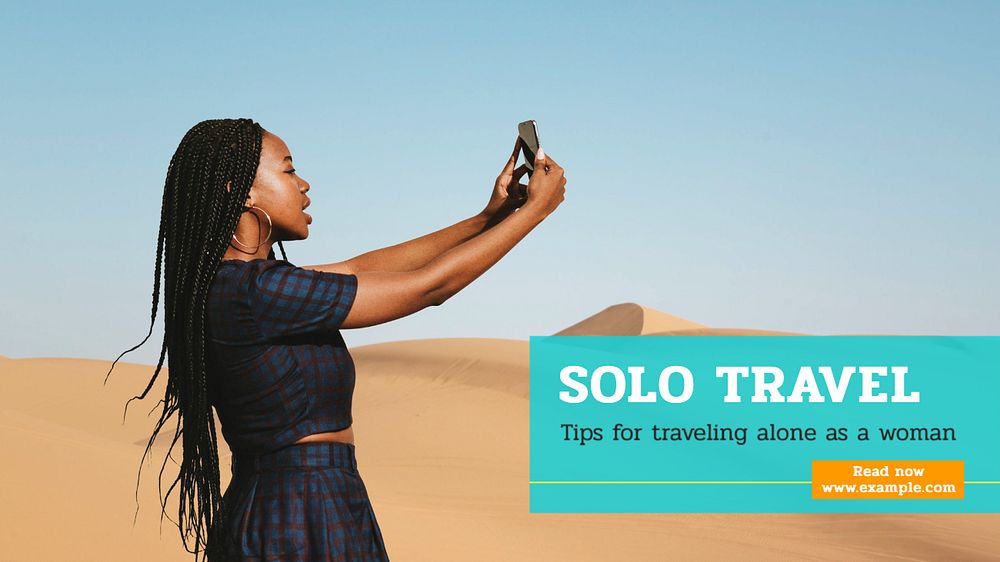 Solo travel blog banner template, editable text