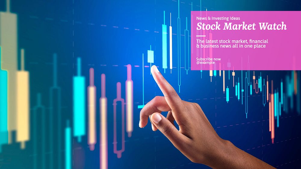 Stock Market Watch blog banner template, editable text