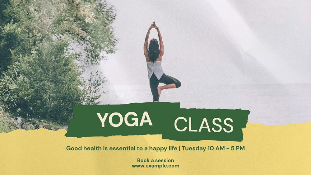 Yoga class blog banner template, editable text