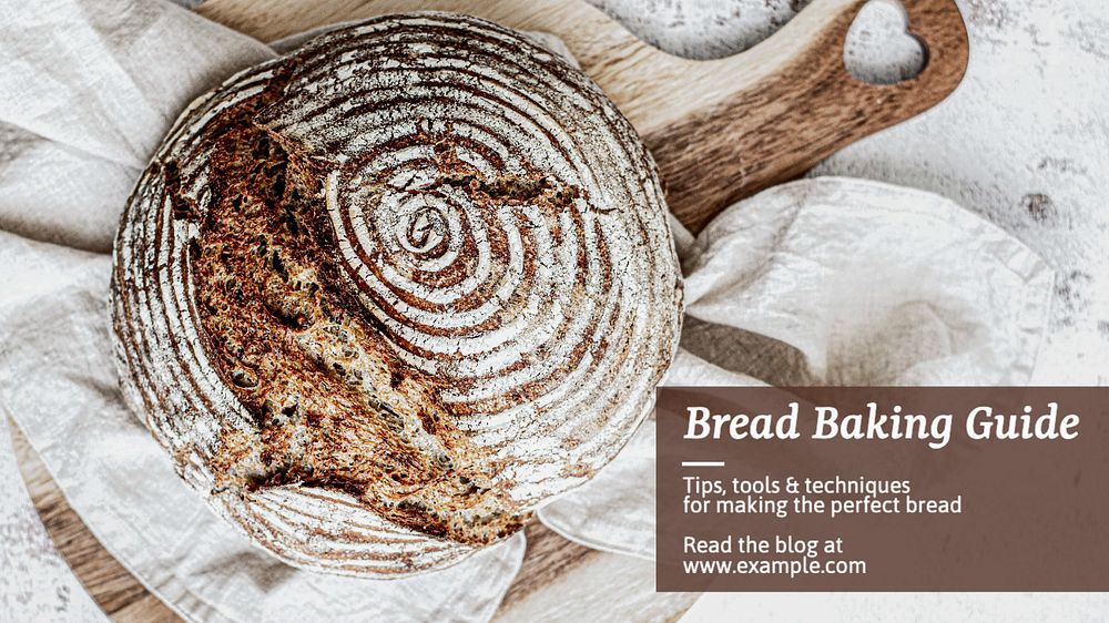 Bread baking guide blog banner template, editable text