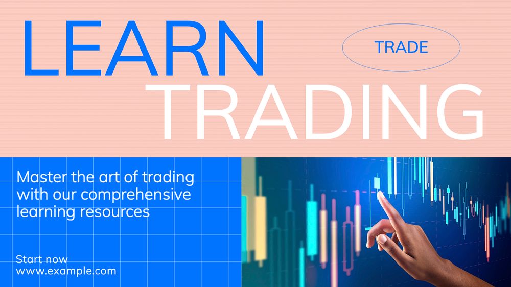 Learn trading blog banner template, editable text