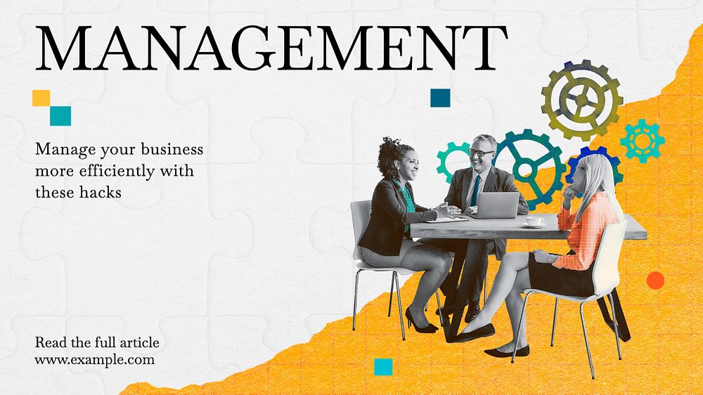 Management blog banner template, editable text