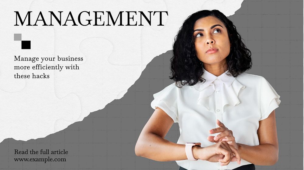 Management blog banner template, editable text