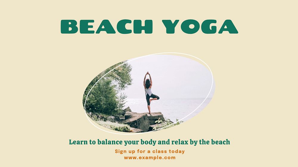 Beach yoga blog banner template, editable text