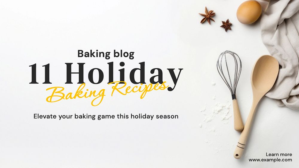 Holiday baking recipes blog banner template, editable text