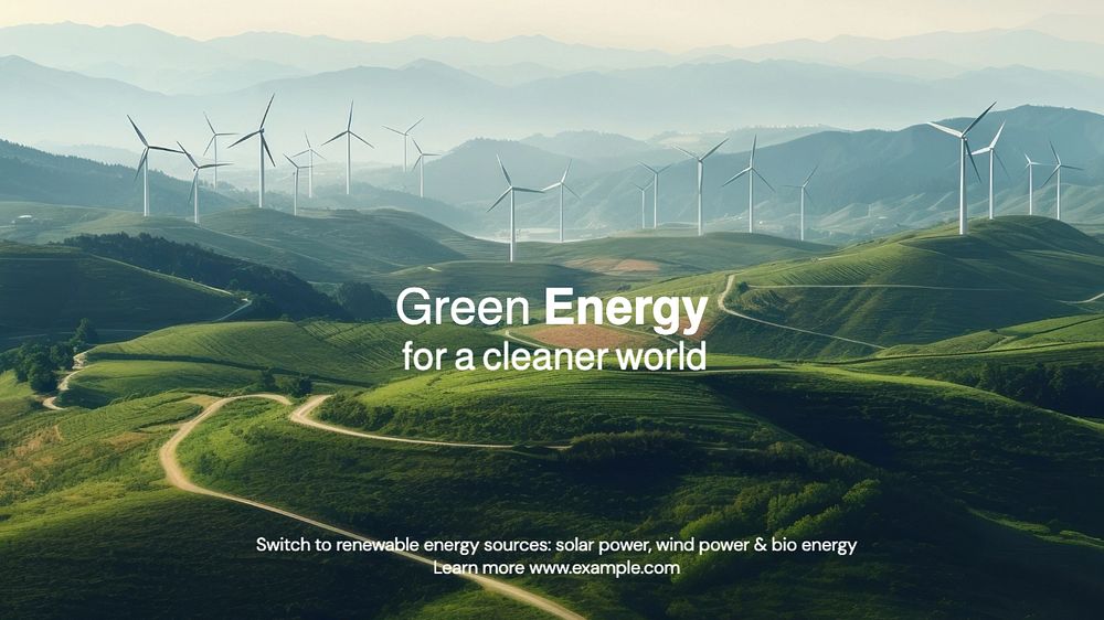 Green energy blog banner template, editable text