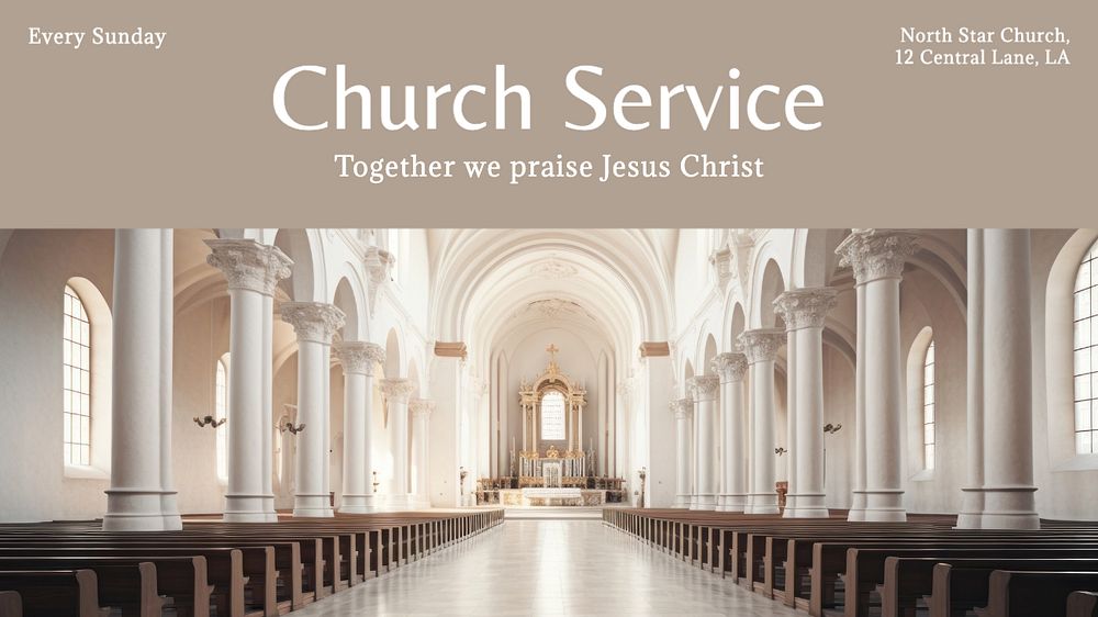 Church service blog banner template, editable text