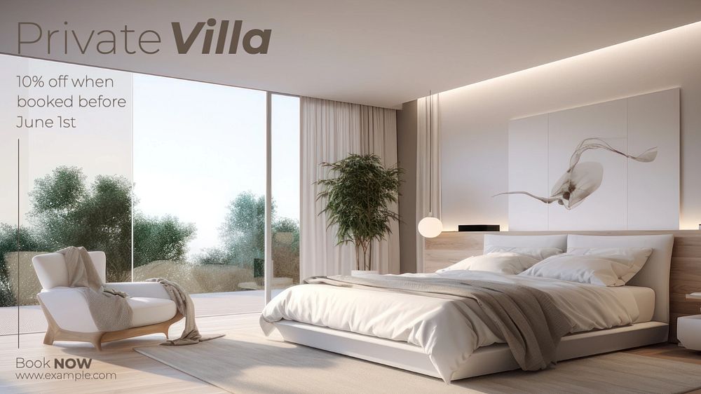 Private villa blog banner template, editable text