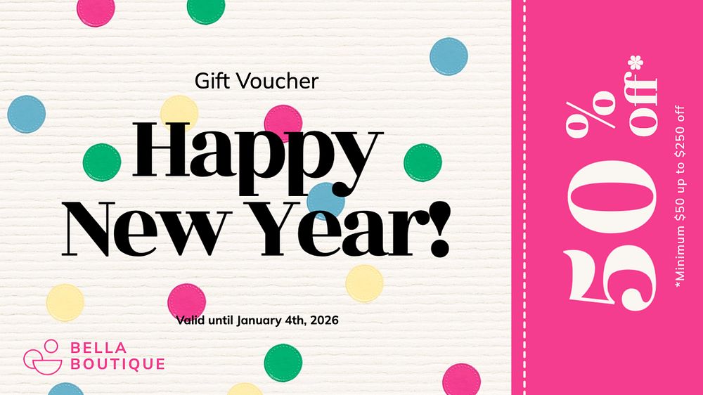 New year voucher template, editable design