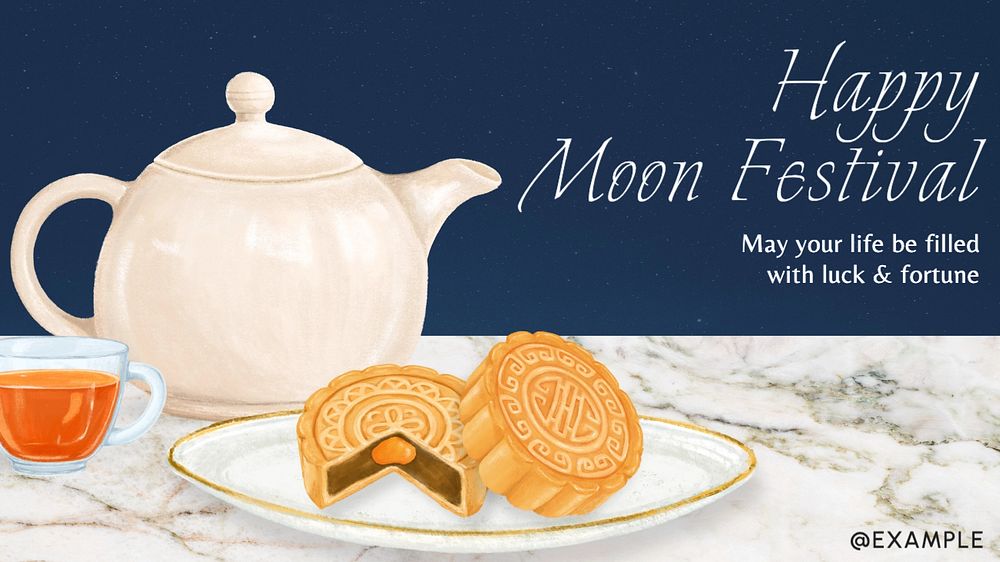 Moon festival blog banner template, editable text