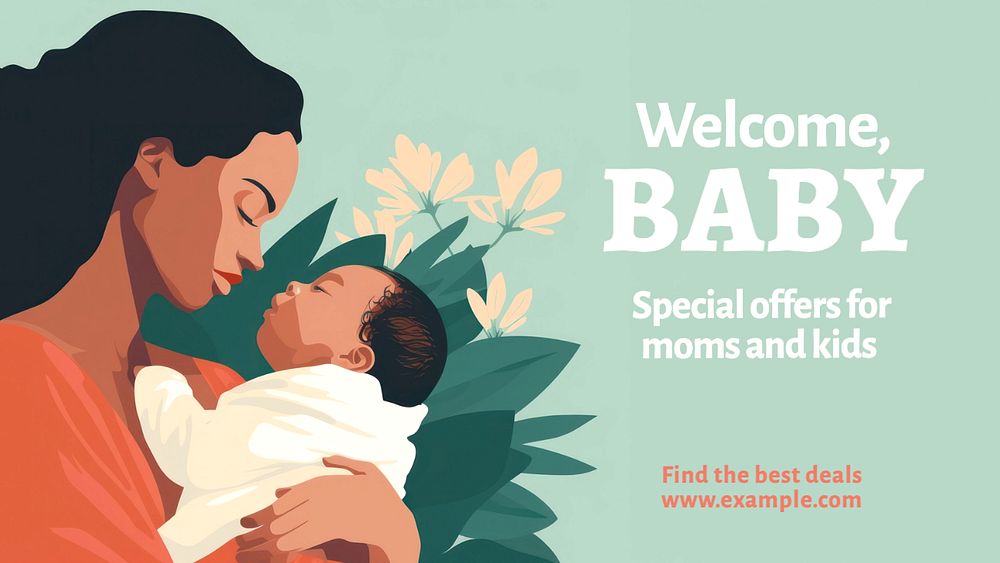 Mom & kid special offer blog banner template, editable text