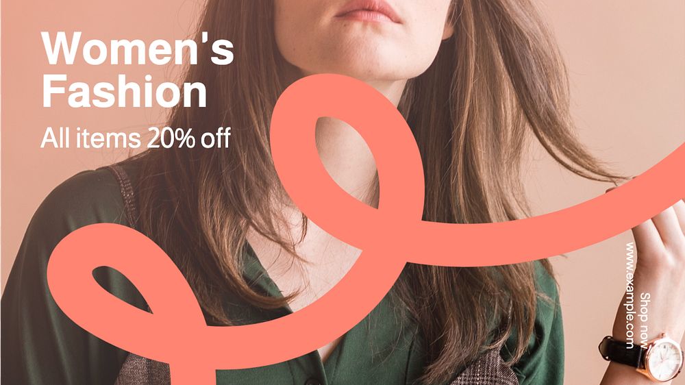 Women's fashion blog banner template, editable text