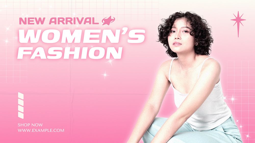 Women's fashion blog banner template, editable text