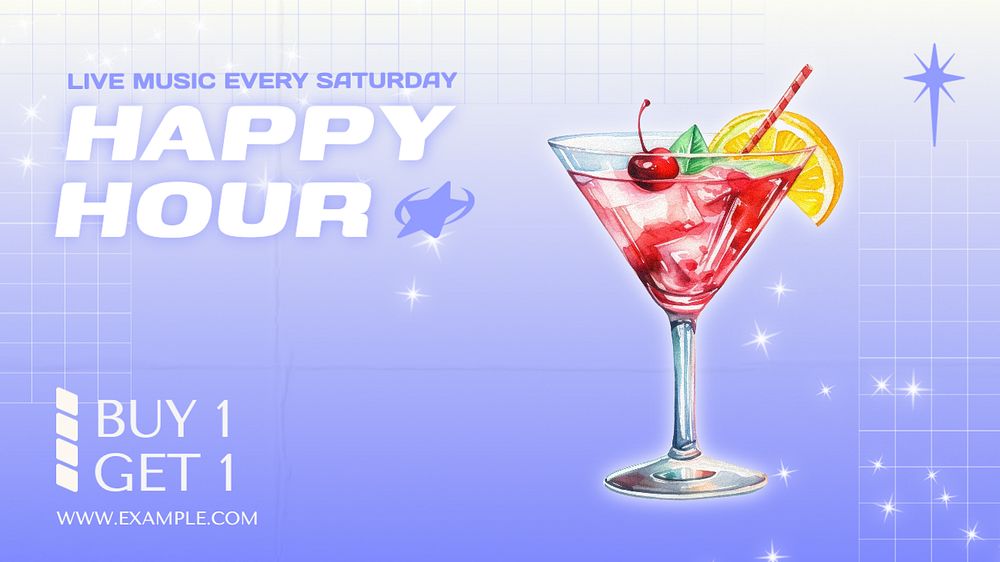 Happy hour blog banner template, editable text