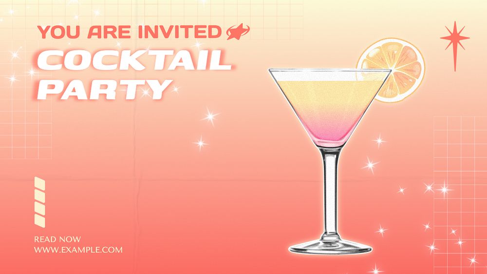 Cocktail party blog banner template, editable text