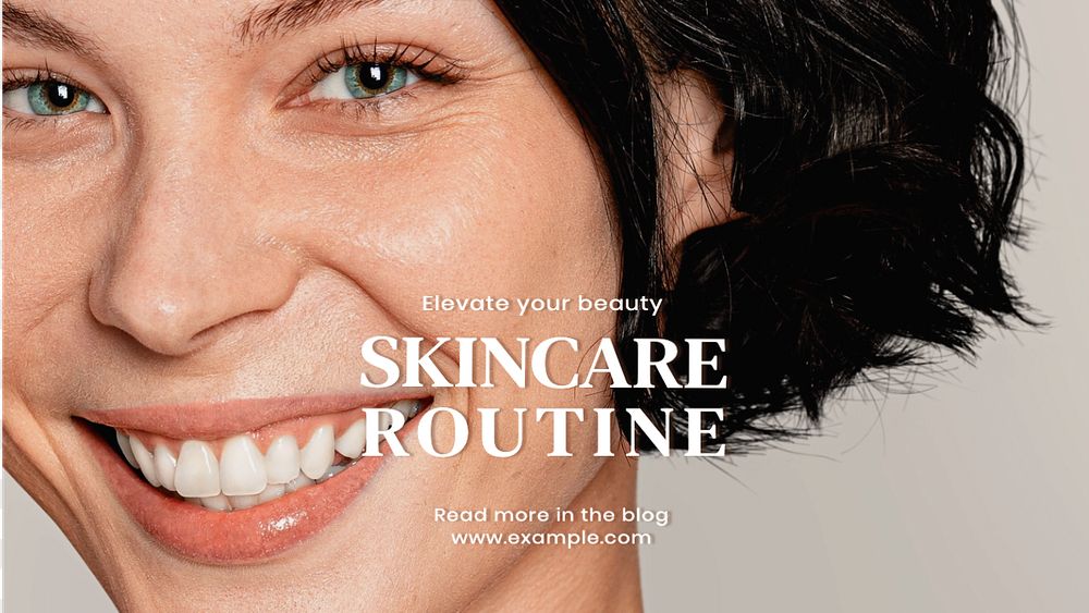 Skincare routine blog banner template, editable text