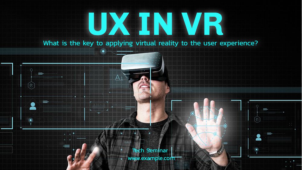 UX in VR blog banner template, editable text