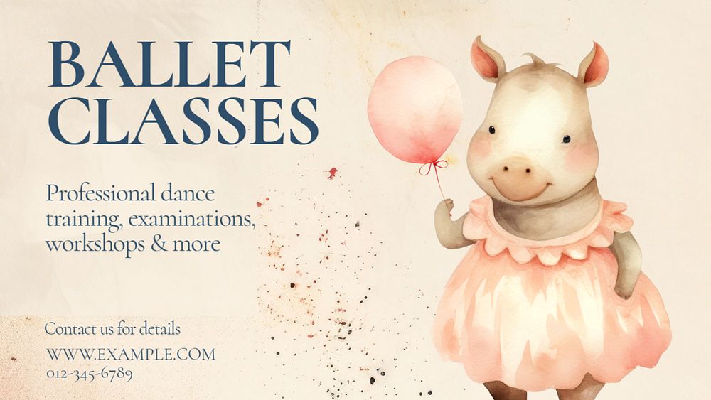 Ballet classes blog banner template, editable text