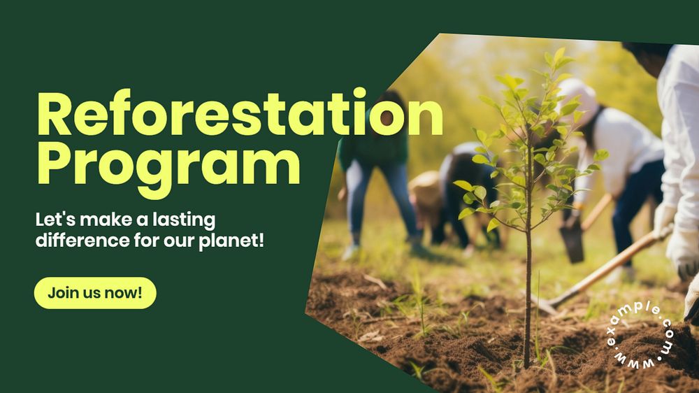 Reforestation program blog banner template, editable text