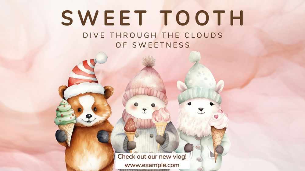 Dessert vlog blog banner template, editable text