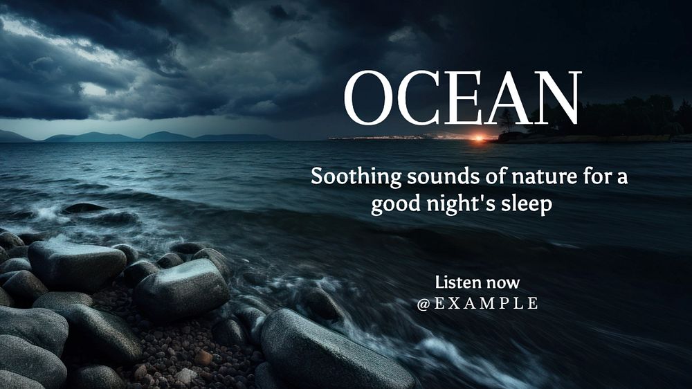 Ocean wave sounds blog banner template, editable text