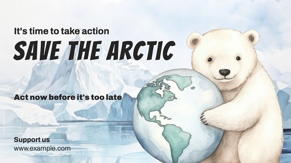 Save the arctic blog banner template, editable text