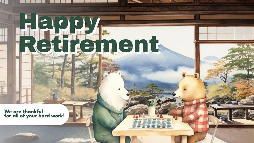 Happy retirement blog banner template, editable text