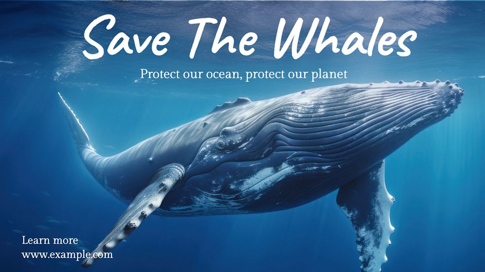 Save the whales blog banner template, editable text