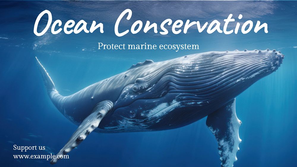 Ocean conservation blog banner template, editable text